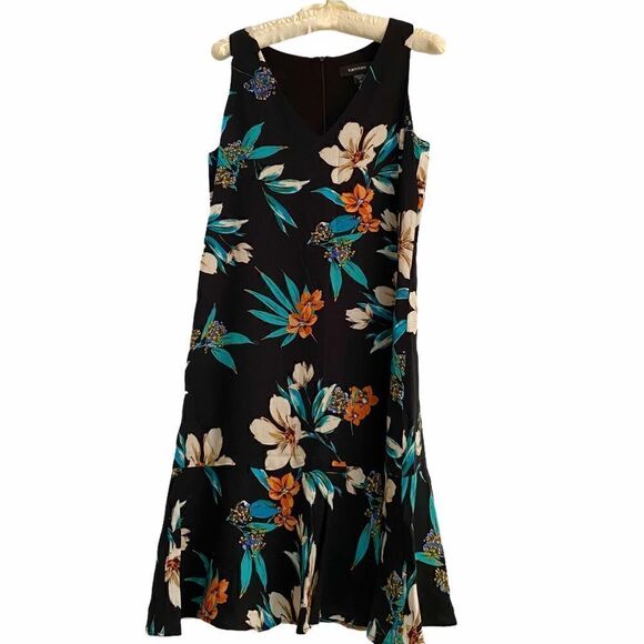 Karen Kane XS Sleeveless Floral Black Midi Dress - Picture 1 of 7